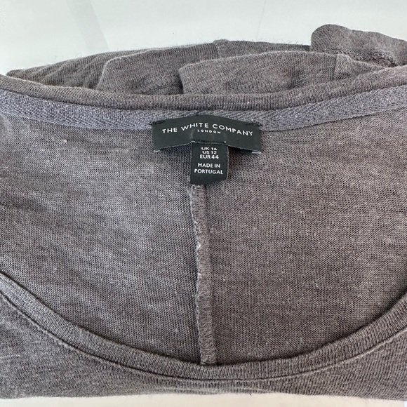 White Company gray linen knit, long sleeve sweater - Picture 4 of 11